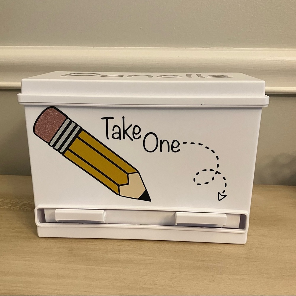 White Plastic Pencil Dispenser Box
